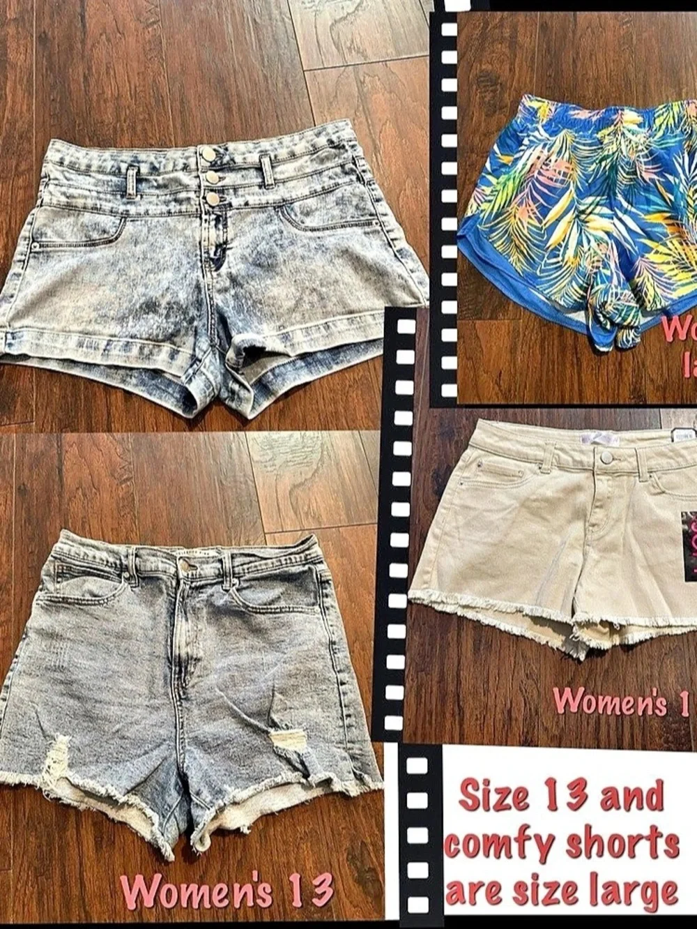 Distressed Denim Shorts Blue & Gray Size 13 bundle